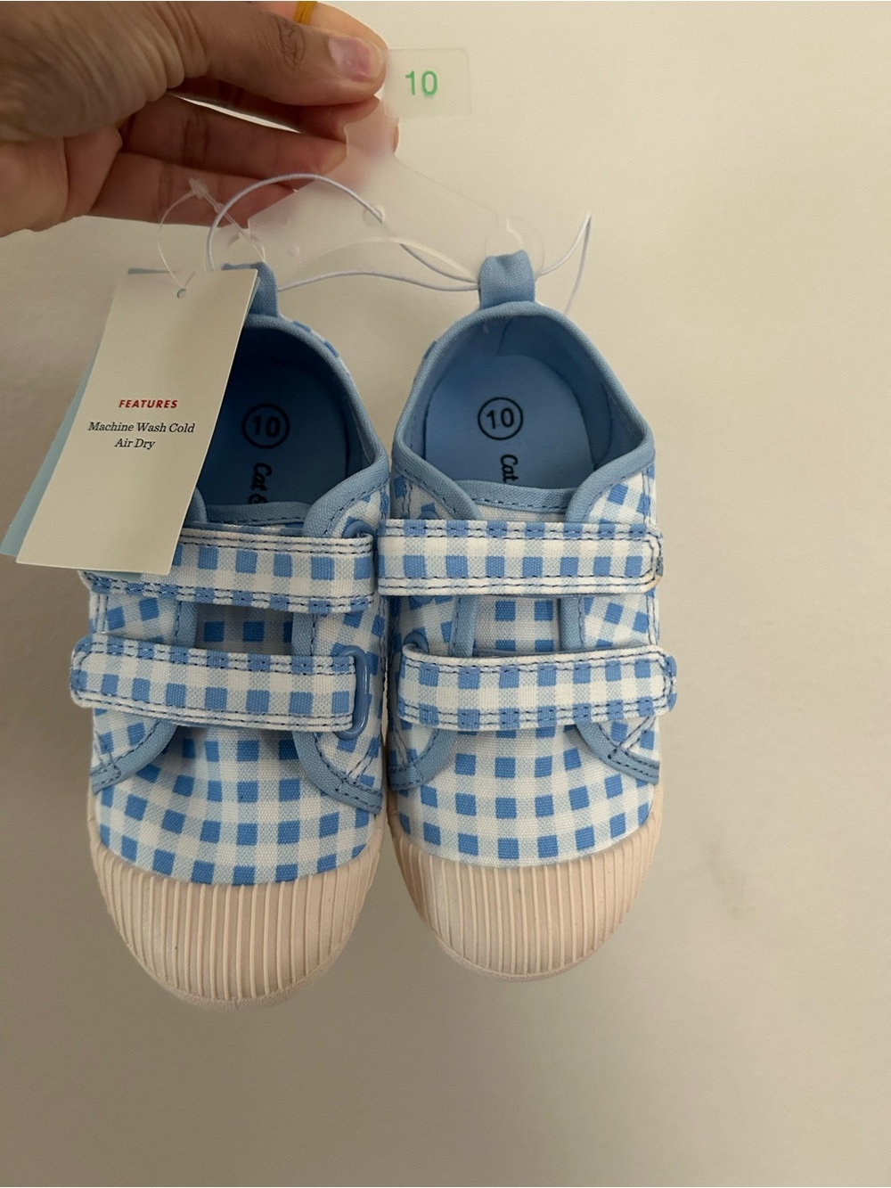 Blue Gingham Kids Velcro Sneakers